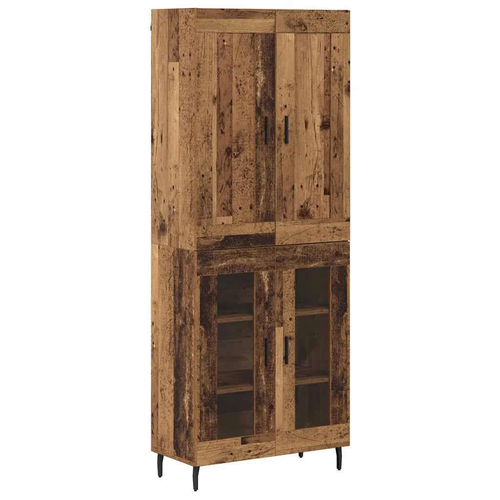 Credenza 2 pz-Set di 2 Buffet-Armadio da cucina Legno vecchio Legno Stratificato e Vetro 625588