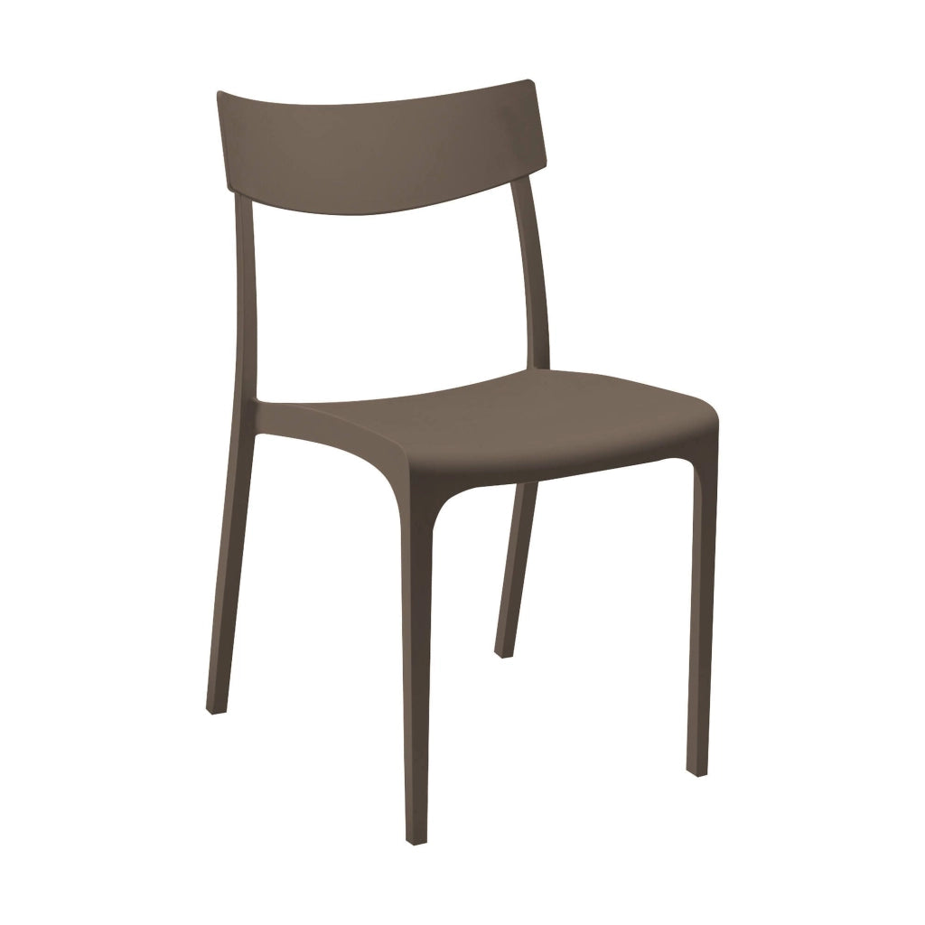 Sedia da esterno Lupia, Seggiola da giardino, Seduta outdoor multiuso, Panchina da giardino, Made in Italy, 54x46 h80 cm, Tortora