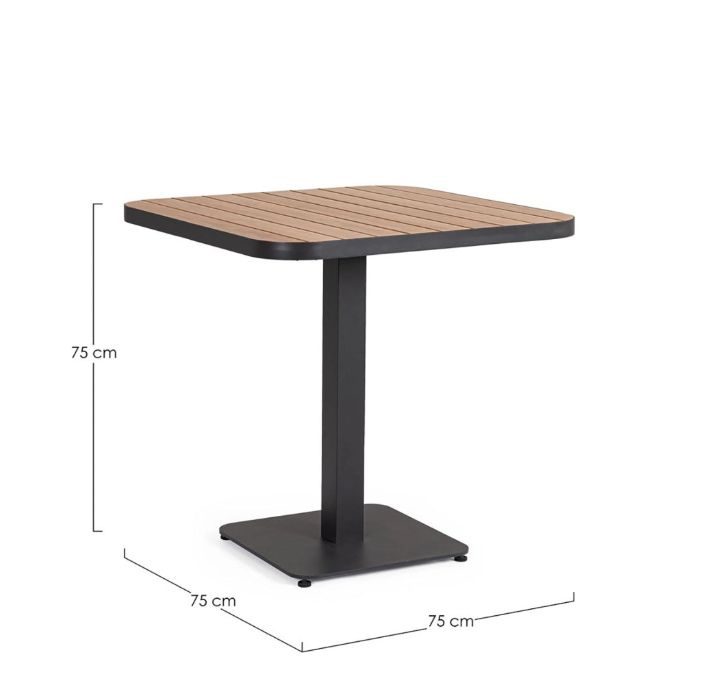 Tavolo da Esterno 75x75x75h cm in Alluminio e Acciaio E-Coating Zelmar Antracite