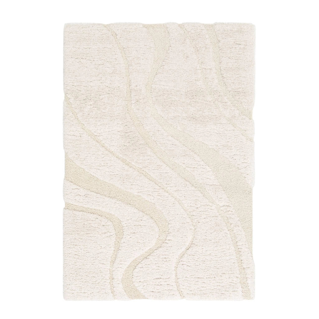 Tappeto  interno shaggy motivo con rilievo crema