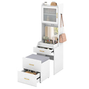 Toeletta con specchio pieghevole 52 x 51 x 175 cm salvaspazio 1 cassetto e stazione di ricarica design bianco 20_0017961