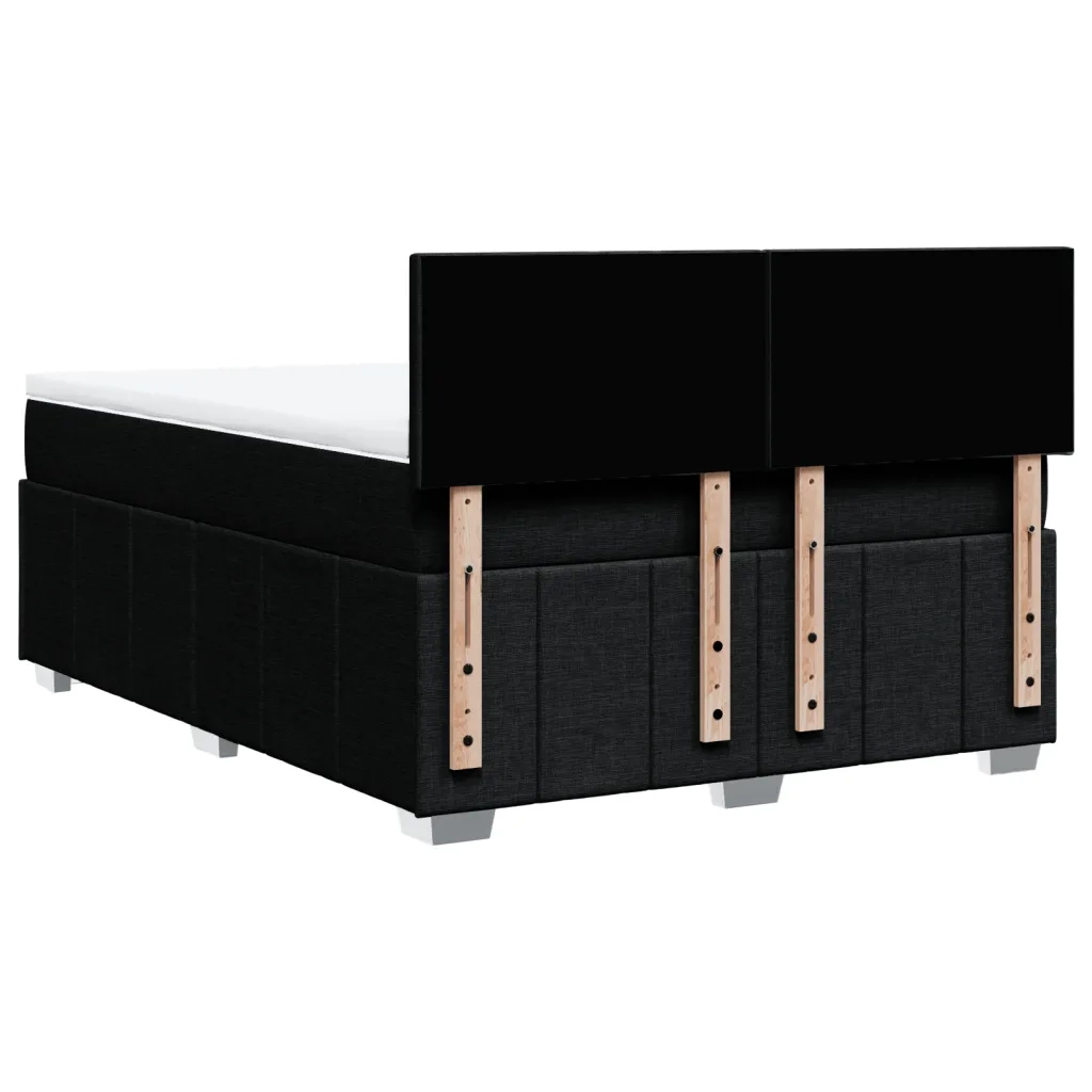 Giroletto a Molle con Materasso Nero 140x190 cm in Tessuto