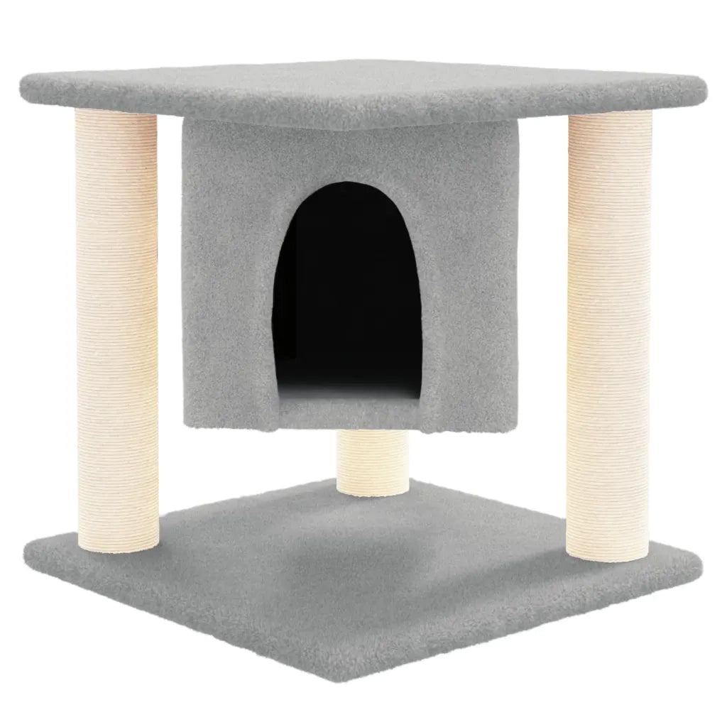 Albero per Gatti con Tiragraffi in Sisal Grigio Chiaro 37 cm 171655