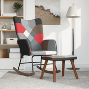 Sedia a Dondolo con Poggiapiedi in Tessuto Patchwork 328204