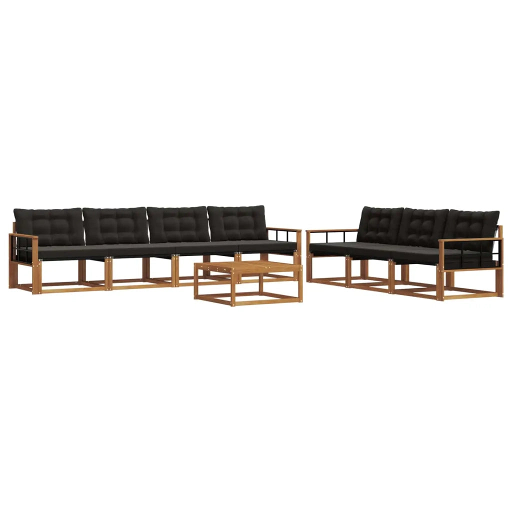 Set di divani da esterno con cuscino 8 pcs Naturale e Nero 3369271