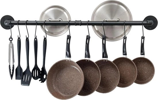 Organizzatore per pentole - 100cm Ripiano per pentole - Wandmontaggio - con 14 ganci