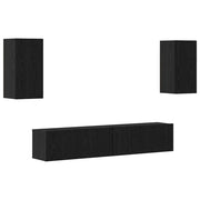 Set mobile TV 4 pz | Armadietto TV | Mobile Porta TV Rovere Nero Legno multistrato