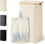 Contenitore di Raccolta della Spazzatura con Coperchio - Beige - 100 Litri - Riportabile