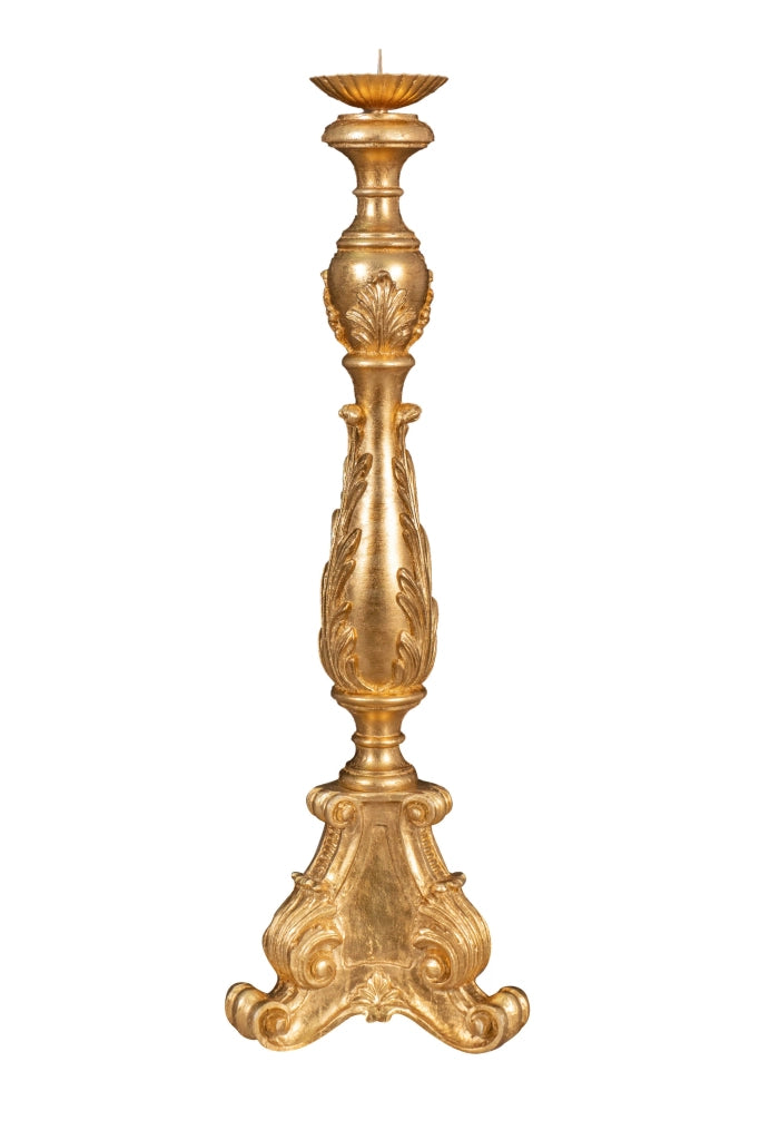 Biscottini CANDELIERE IN LEGNO FINITURA IN FOGLIA ORO ANTICATO ANTICATA MADE IN ITALY