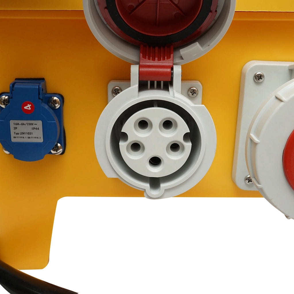 Pannello di gruppo prese portatili per organizzazione cantiere 2x415V/16A, 4x230V/16A, 1x415V/32A, 1x415V/63A, 370x340x330mm IP44/IP67 SUNTREE