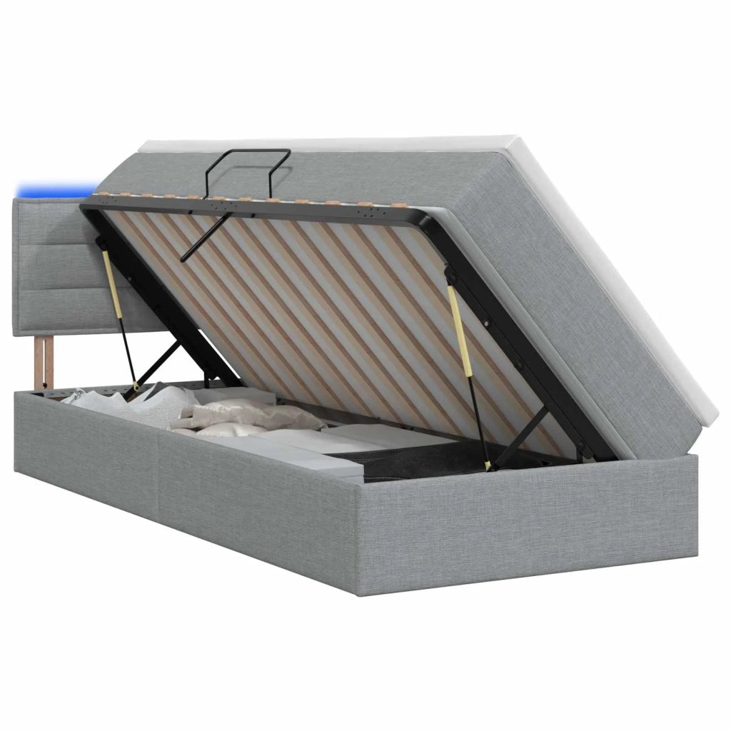 Letto con contenitore LED e materasso Grigio Chiaro 90 x 200 cm 3458973