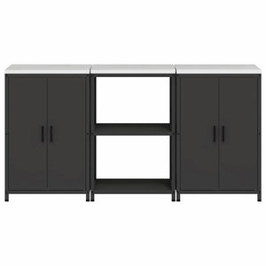 vidaXL Set di Stoccaggio per Cucina 3 pcs Nero 180 x 50 x 92 cm