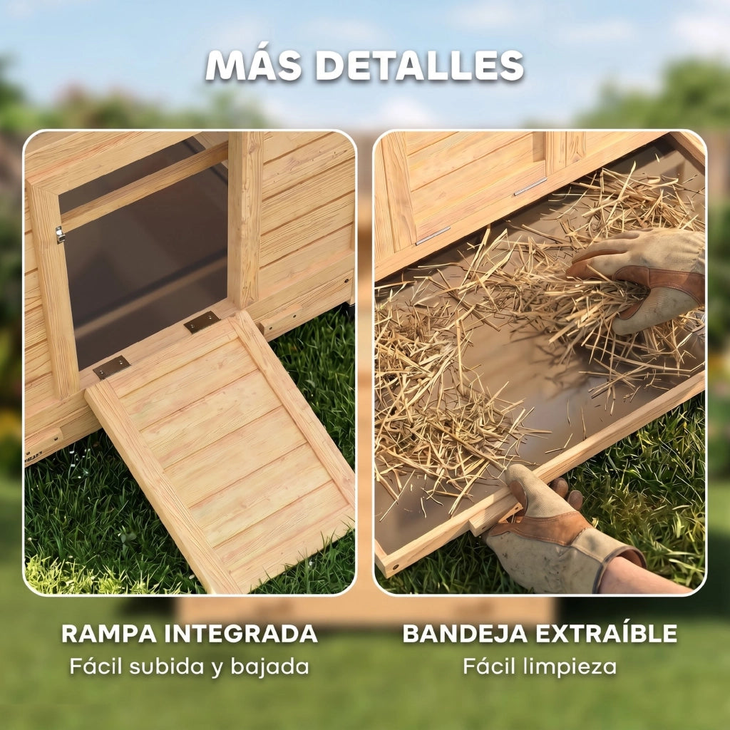 Pollaietto per Giardino in Legno con 2 Nidi ¨C Zephmum ¨C 150x100x96,5 cm Giallo
