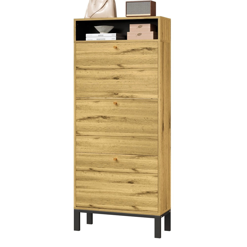 Scarpiera Alta e Slim con Ante e Ripiani ¨C MINIMAL ¨C H147 cm