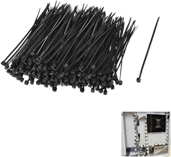Cavi elettrici leganti 600 pezzi - Nero - 80 mm x 1,8 mm - Autoadesivi - Resistenti al calore - Duraturi - Resistenti - Nylon robusto - Leganti