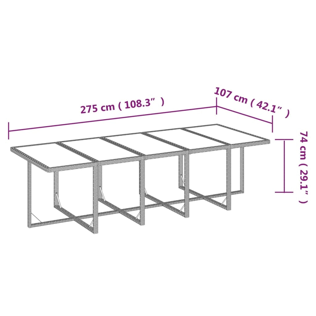 Set da pranzo da giardino da 15 pezzi con cuscini vimini grigio resina intrecciata 02_0014422