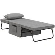 Pouf Letto Pieghevole Multiuso 4 in 1 con Schienale Reclinabile a 5 Livelli, Grigio