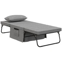 Pouf Letto Pieghevole Multiuso 4 in 1 con Schienale Reclinabile a 5 Livelli, Grigio