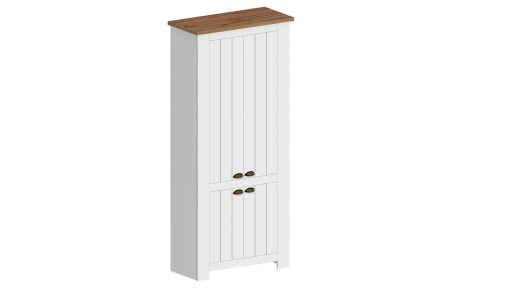 Scarpiera 4 Ante 84x42x200 cm Figo 4A Bianco Opaco/Rovere Wotan