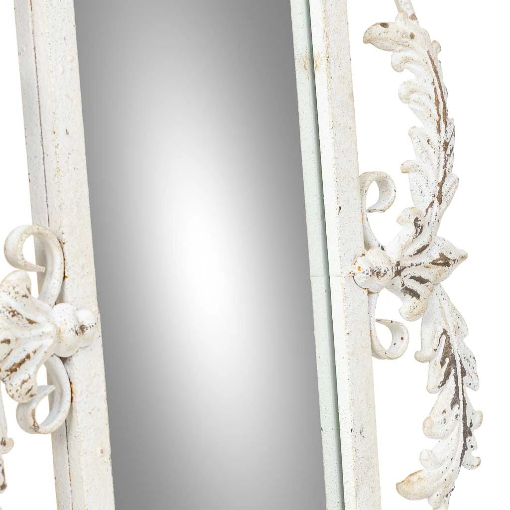 Specchio in legno e ferro bianco 41x2,5x128h cm