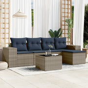 Set Divani da Giardino 6 pz con Cuscini Grigio in Polyrattan 3222500