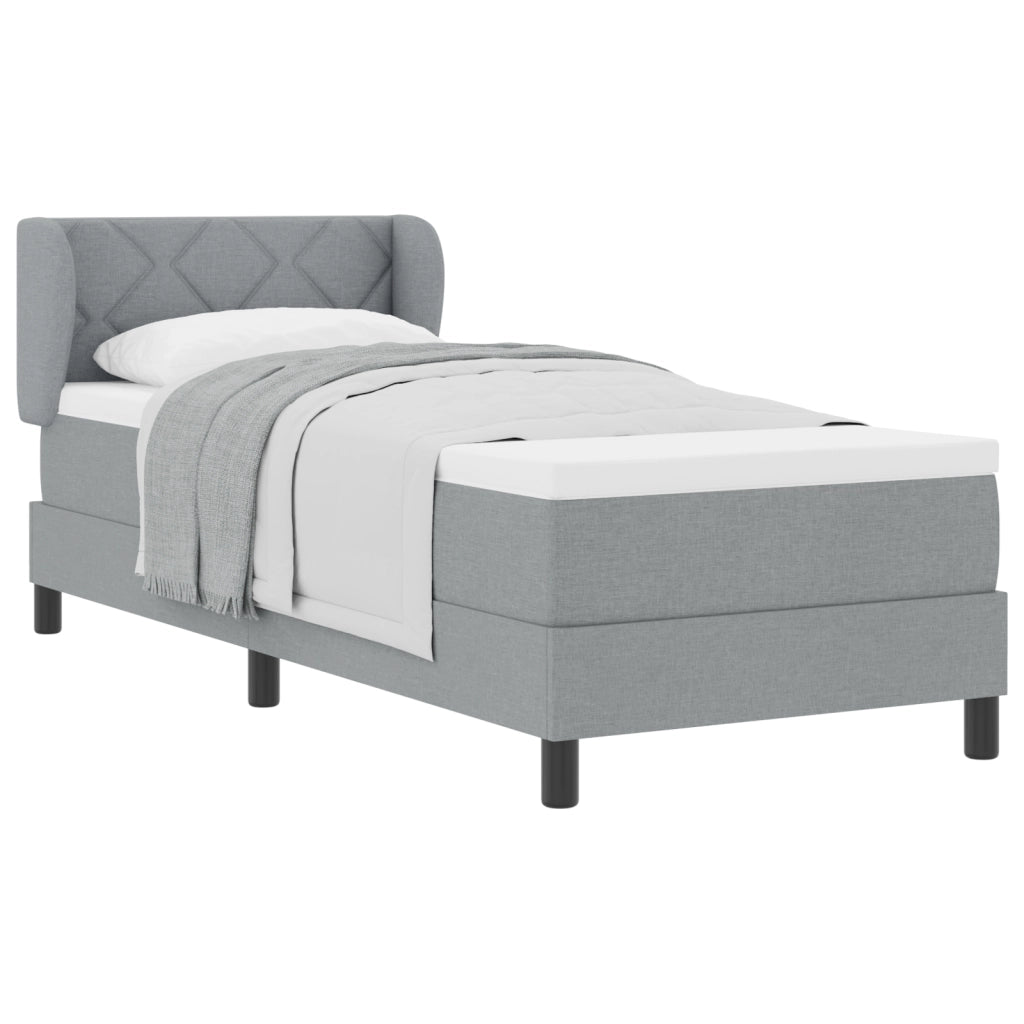 Letto Box Spring con Materasso Grigio Chiaro 80x200 cm Tessuto