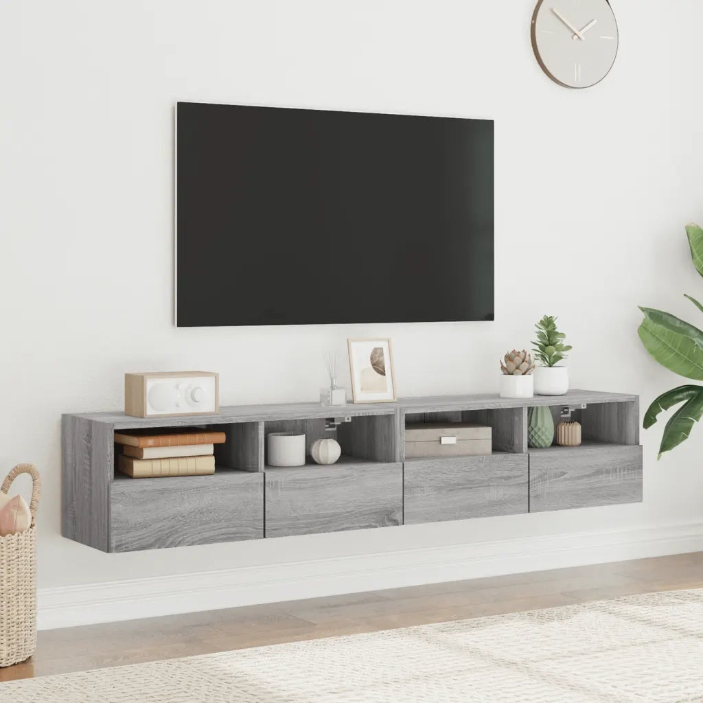 Mobili TV Parete 2pz Grigio Sonoma 80x30x30cm Legno Multistrato 836879