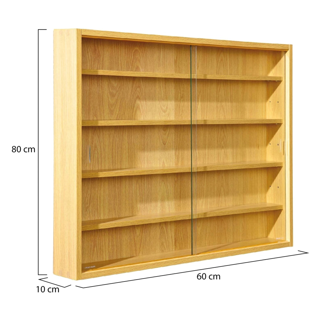 Mobile Espositore Samolaco, Vetrina 4 Ripiani, 80x10x60h cm Marrone