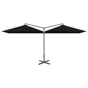 Ombrello | Parasolne Doppio con Palo in Acciaio Nero 600x300 cm