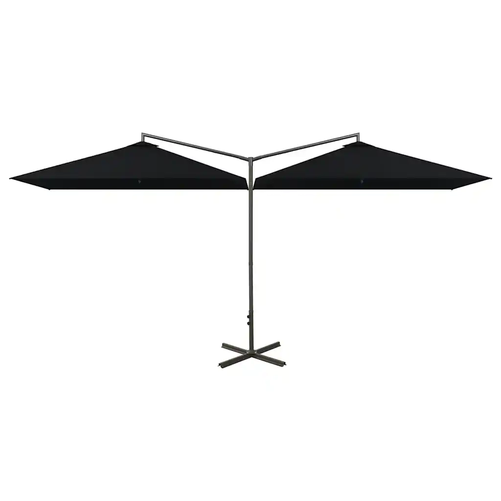 Ombrello | Parasolne Doppio con Palo in Acciaio Nero 600x300 cm