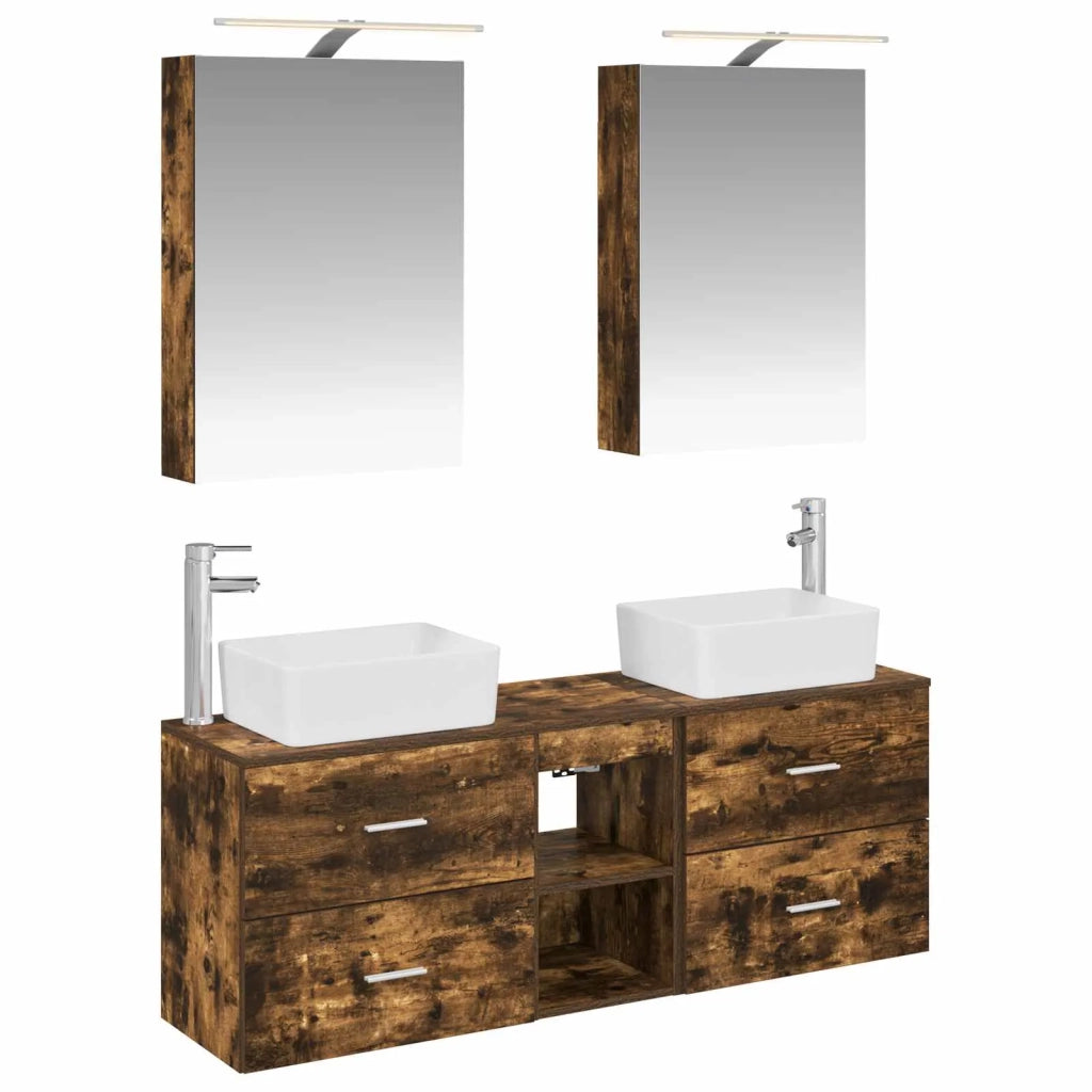 Set di mobili per il bagno 5 pcs Rovere Fumo 3406835