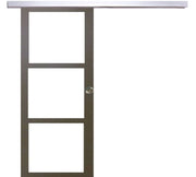 Porta Scorrevole Marrone Ral7006 Vetro Trasparente H204 x L73 + binario alluminio e 2 gusci
