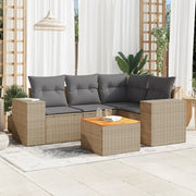 Set Divano da Giardino 5 pz con Cuscini Beige in Polyrattan 3225429