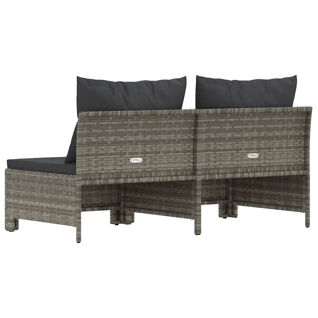 Divano da Giardino a 2 Posti con Cuscini-Sofa da Giardino-Divano da esterno in Polyrattan Grigio