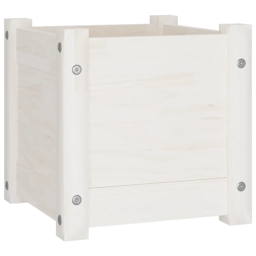 Fioriera da Giardino Bianca 31x31x31 cm Legno Massello di Pino 810524
