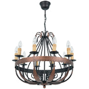 Lampadario rustico Loara 10 luci E14 15W rame Luminex