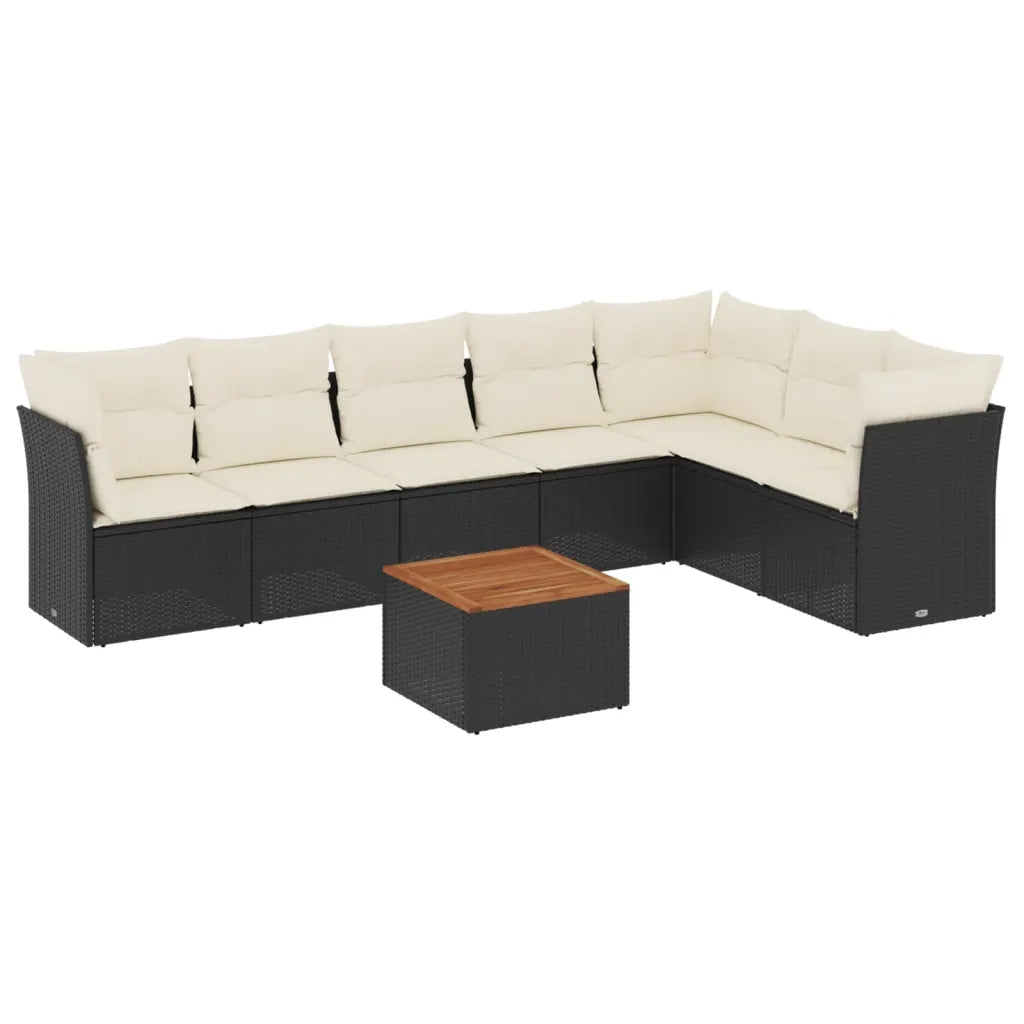 Set Divani da Giardino con Cuscini 8 pz Nero in Polyrattan 3223676