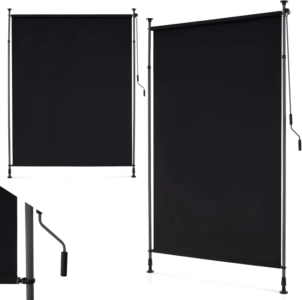 Tenda da Sole Verticale 150/200/250 cm, Tenda da Sole per Esterno Regolabile in Altezza con Manovella senza Foratura, Schermo per Privacy per Balcone, Piscina e Giardino (150 cm)