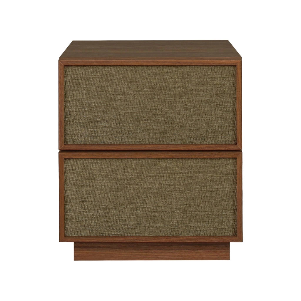 Set di 2 comodini decorati in legno e tessuto con 2 cassetti , noce