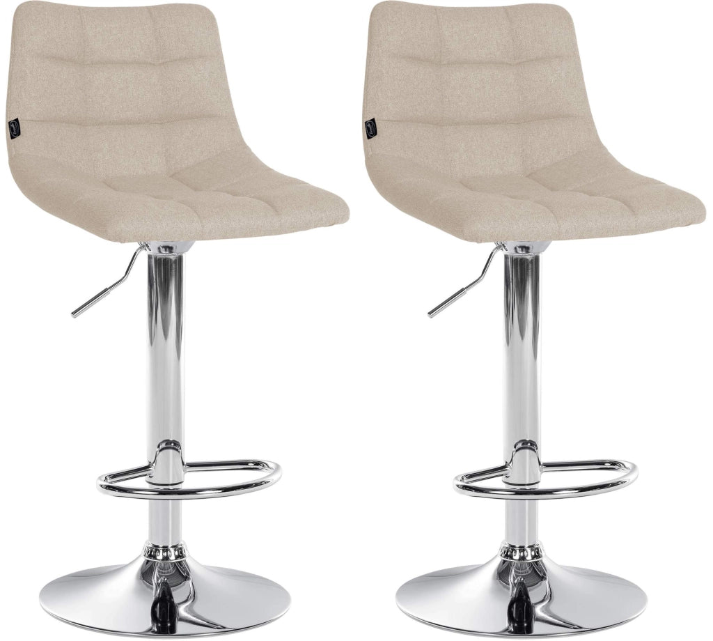 Set di 2 sgabelli da bar Jerry Fabric crema,cromo