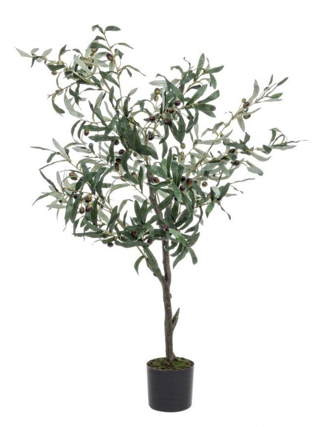 Set 2 Piante Artificiali Ulivo altezza 120 cm in Plastica con Vasi Verde