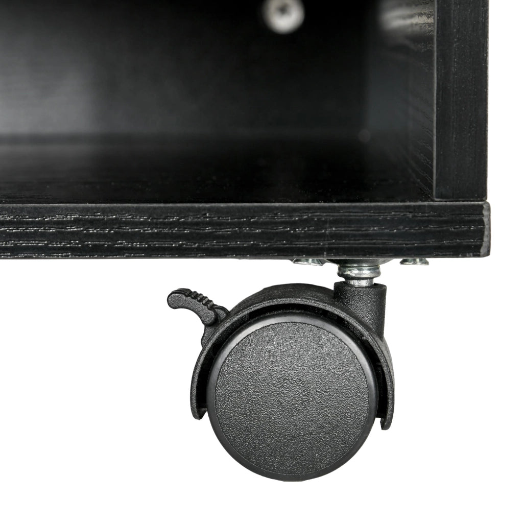 Mobile Porta Stampante a 2 Ripiani in Legno con Ruote per Ufficio e Studio, 47x40x22.5cm, Nero