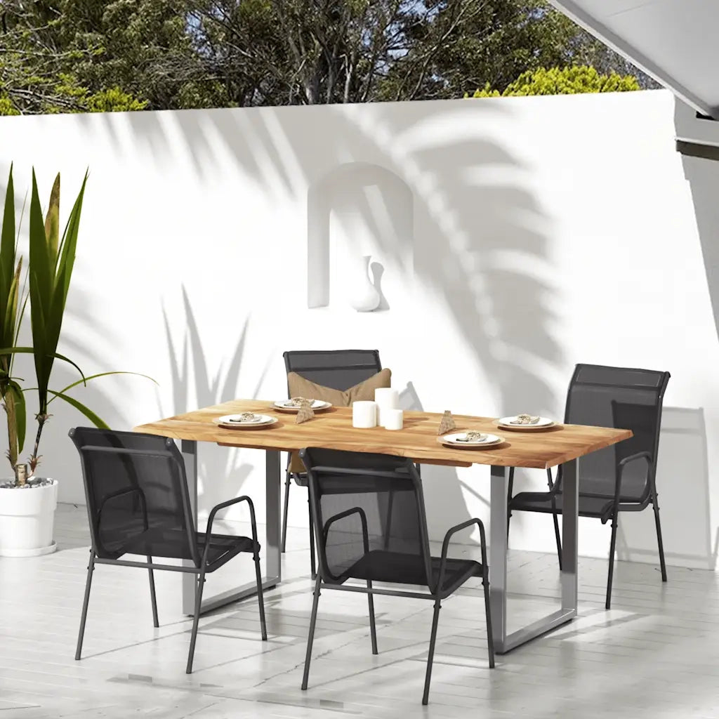 Sedie da Giardino 4 pz in Acciaio e Textilene Nere 316818