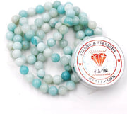 Kralen con corda per la creazione di accessori per l'autoaiuto Pietre per collane di autoaiuto Armband energetico 4 mm = 180 pezzi e 1 bobina di corda Amazonite 4 mm