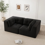 Divano angolare modulare 208x104x69 cm in velluto a coste nero; senza struttura rigida