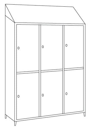 Armadio multispogliatoio in acciaio inox AISI 430 a 6 posti a 6 ante sovrapposte cm. 120x50x215h
