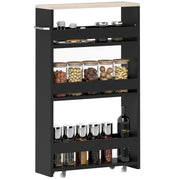 Carrello Multilivello con Ruote e Maniglia ¨C Zephmum ¨C 48x15x80 cm Nero