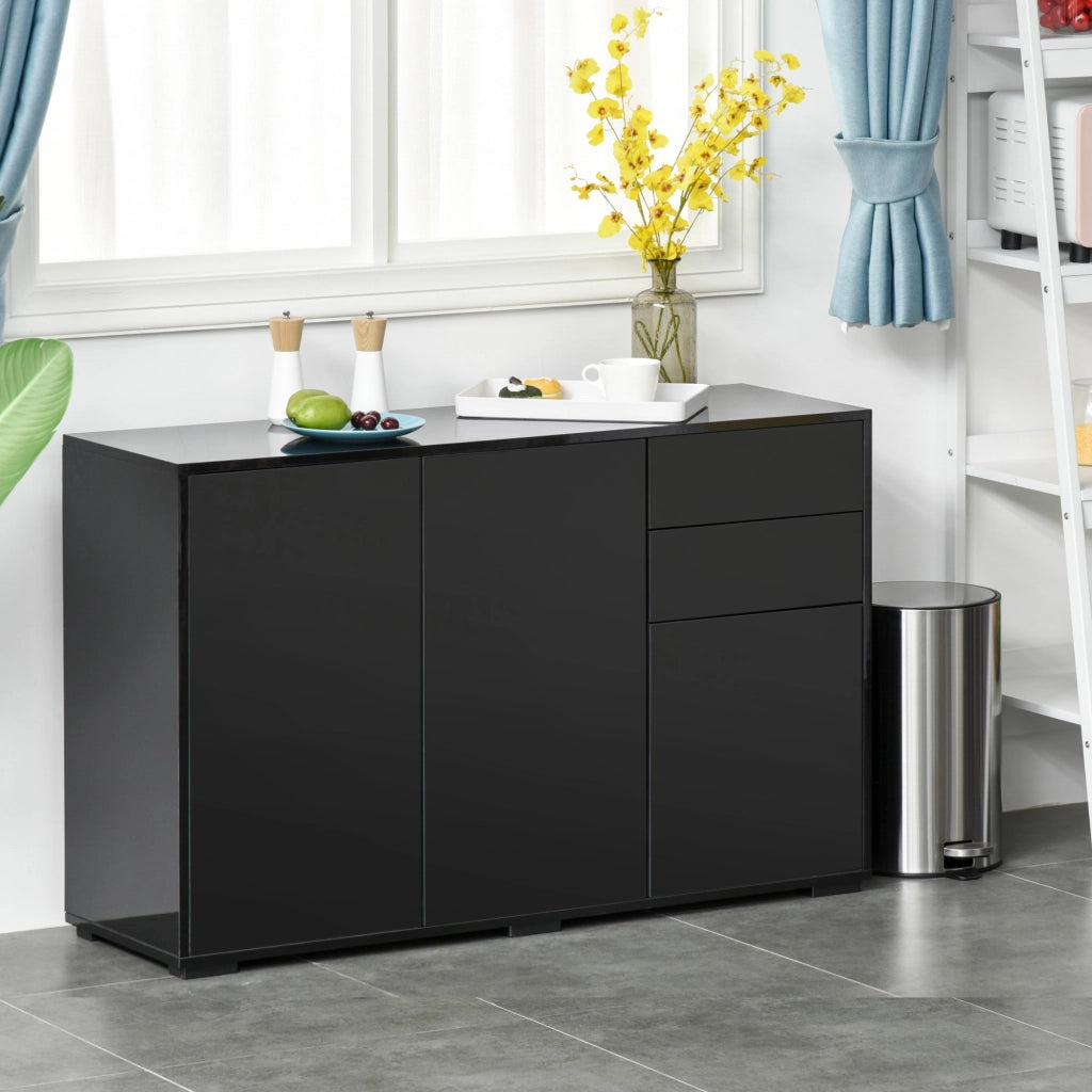 Armadio 3 Ante 2 Cassetti ¨C Zephmum ¨C 117x36x74 cm Nero
