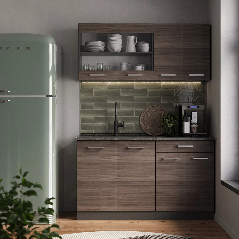 Vicco Cucina completa Grigio nobile/antracite 140 cm senza piano di lavoro