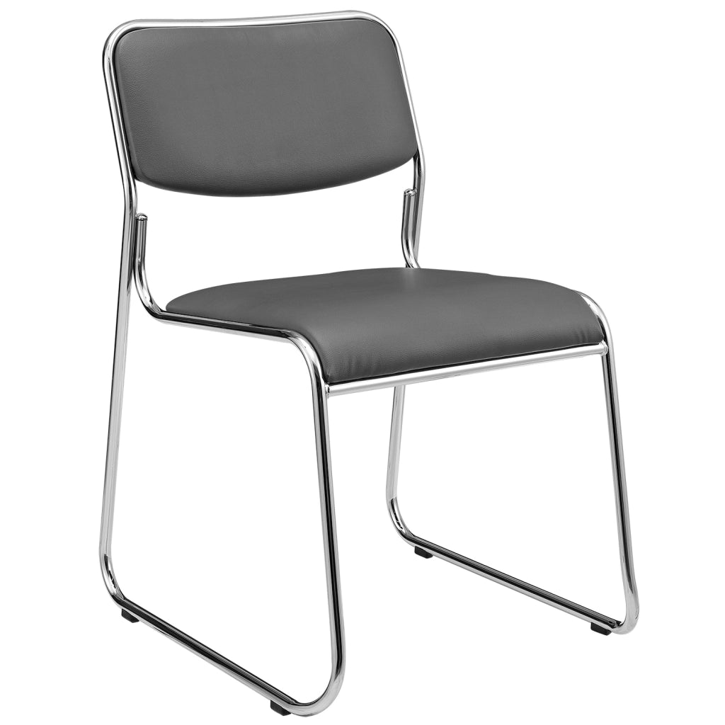 Set di 4 Sedie da Conferenza con Telaio in Metallo Seduta e Schienale Imbottiti - Grigio pro.tec
